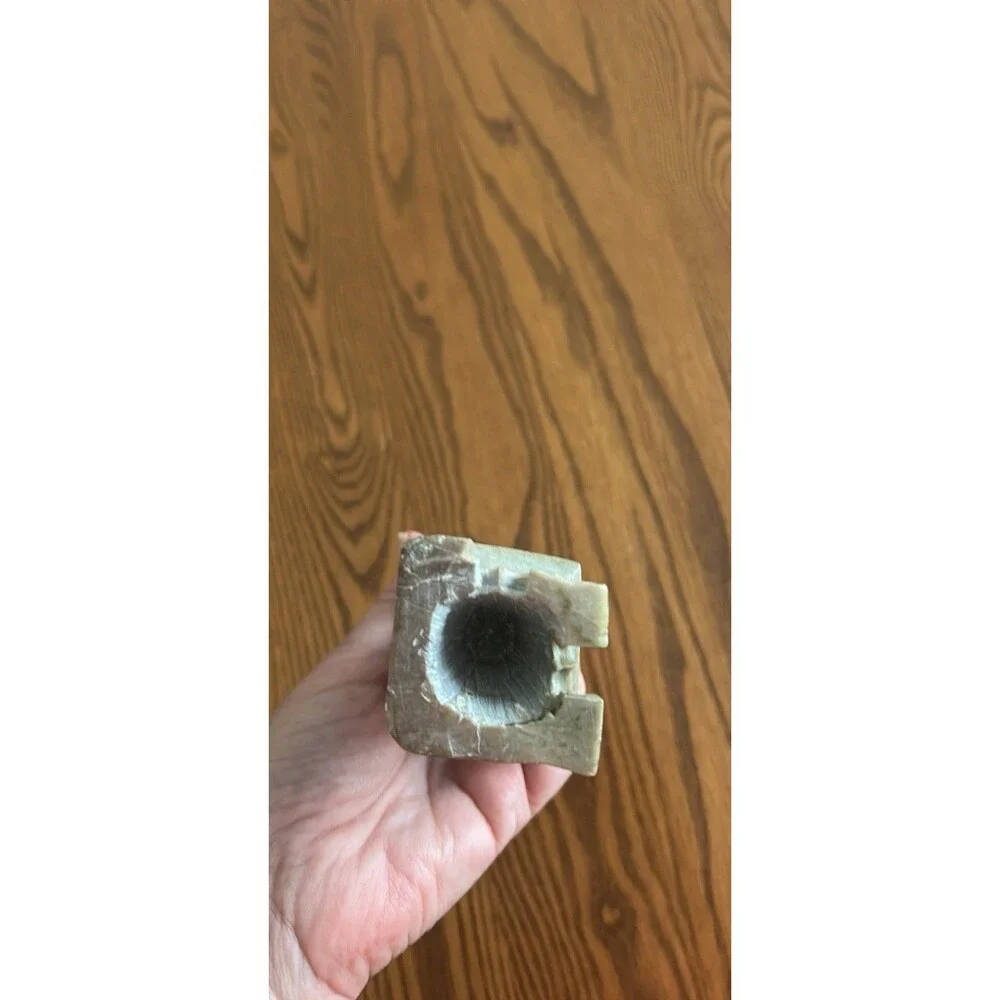 Vintage Chinese Hand Carved Soapstone Floral Vase Small Asian Art Decor
